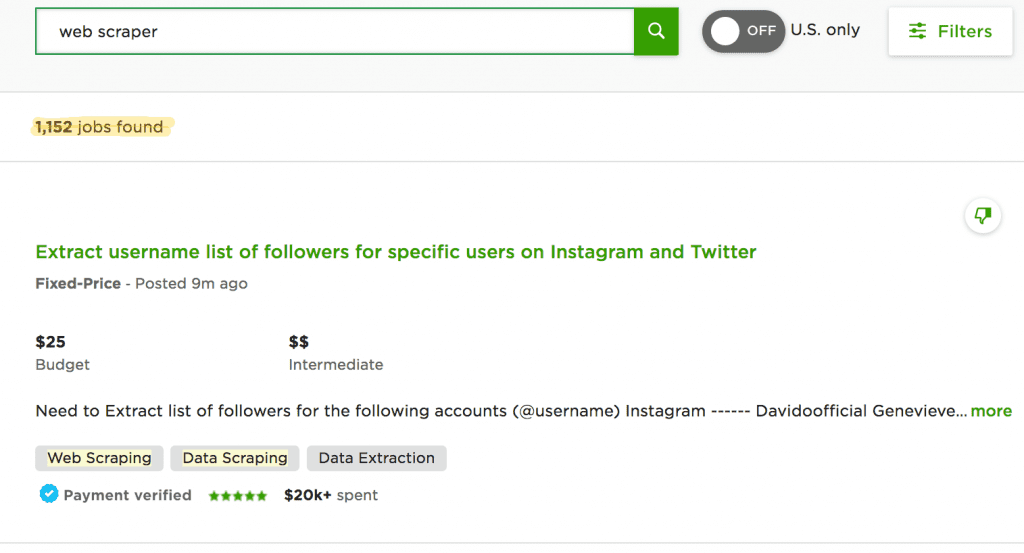 Upwork Web Scraper Search